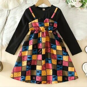 Girls Halloween Black Sally Print Nightmare Before Christmas Dress Size 7-8